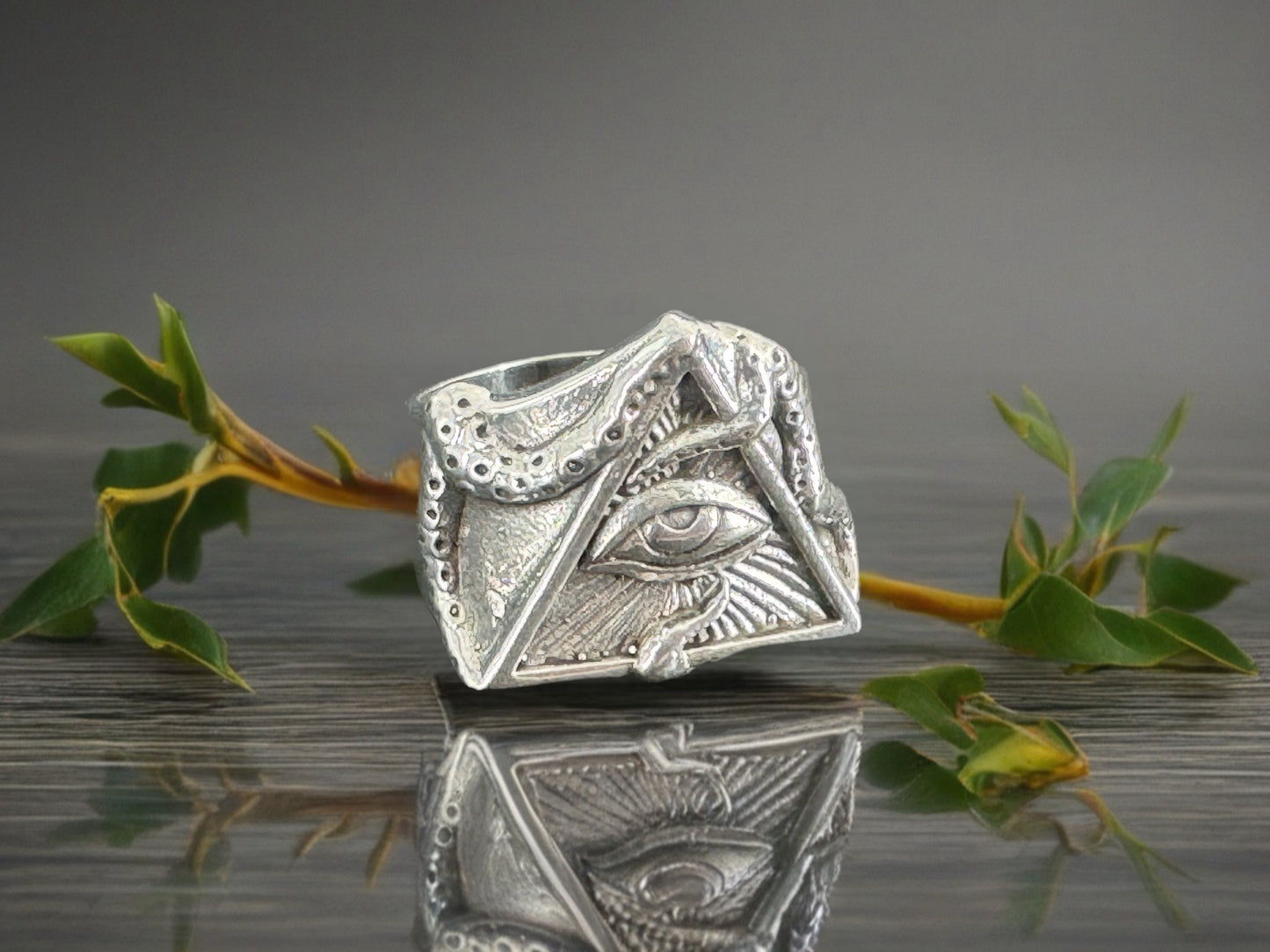 All-Seeing Eye Triangle ring – Sterling Silver Symbolic Jewelry for Protection & Insight