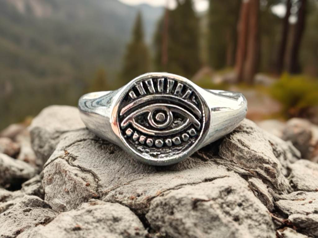 Sterling Silver Eye Ring • Evil Eye Protection Jewelry • All-Seeing Eye Signet