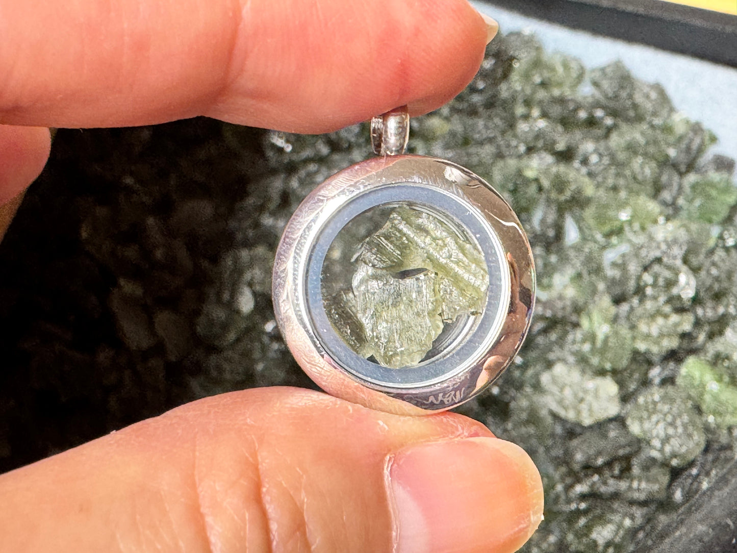 Locket necklace with Rough Moldavite