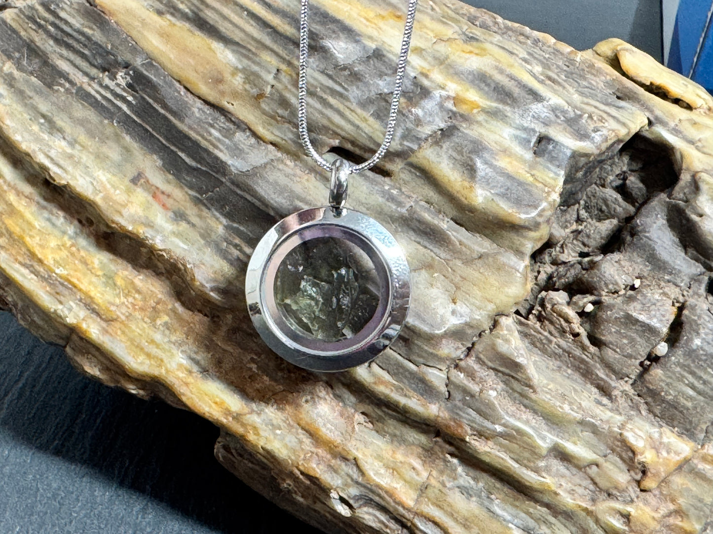 Locket necklace with Rough Moldavite