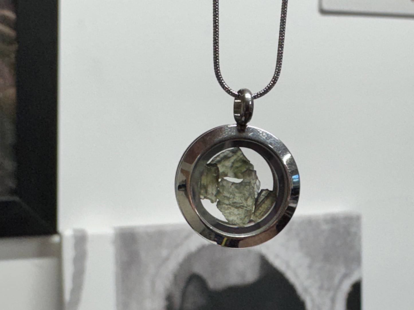 Locket necklace with Rough Moldavite