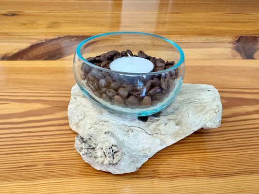 Driftwood & Glass Decor 5.5x5.3in