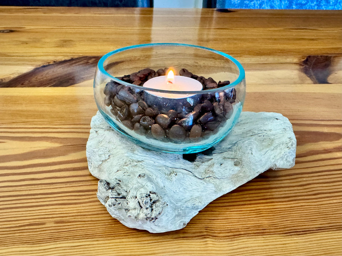 Driftwood & Glass Decor 5.5x5.3in