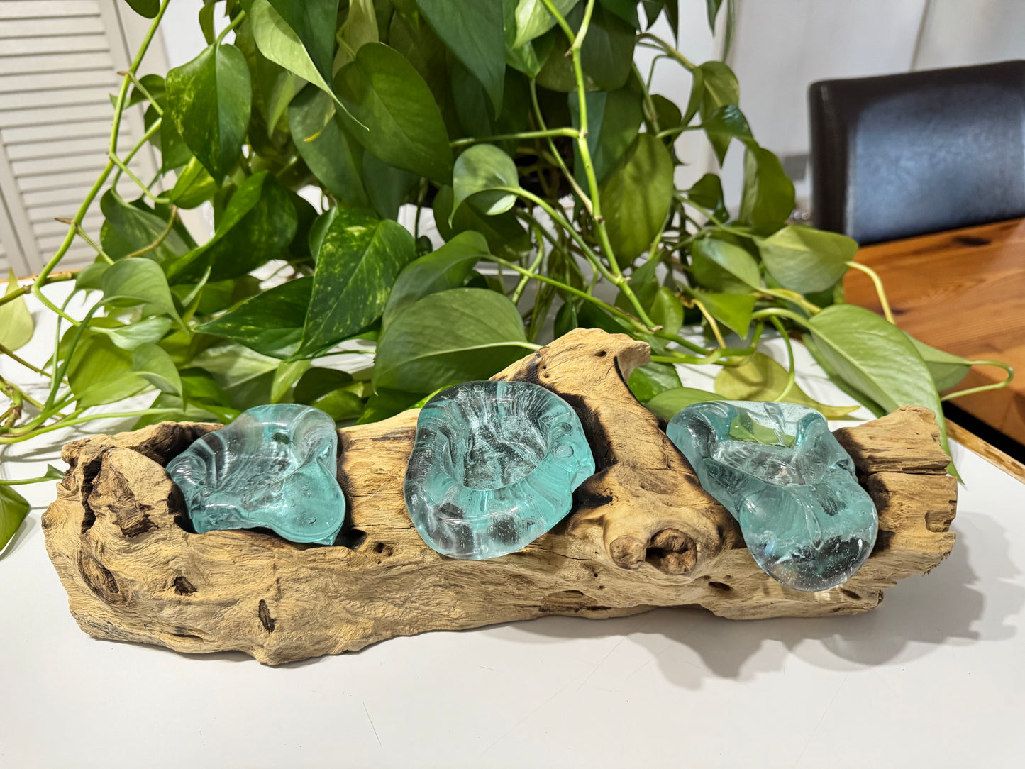 Handcrafted Driftwood & Glass Tealight Candle Holder