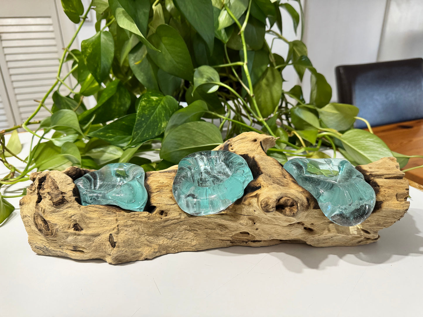 Handcrafted Driftwood & Glass Tealight Candle Holder