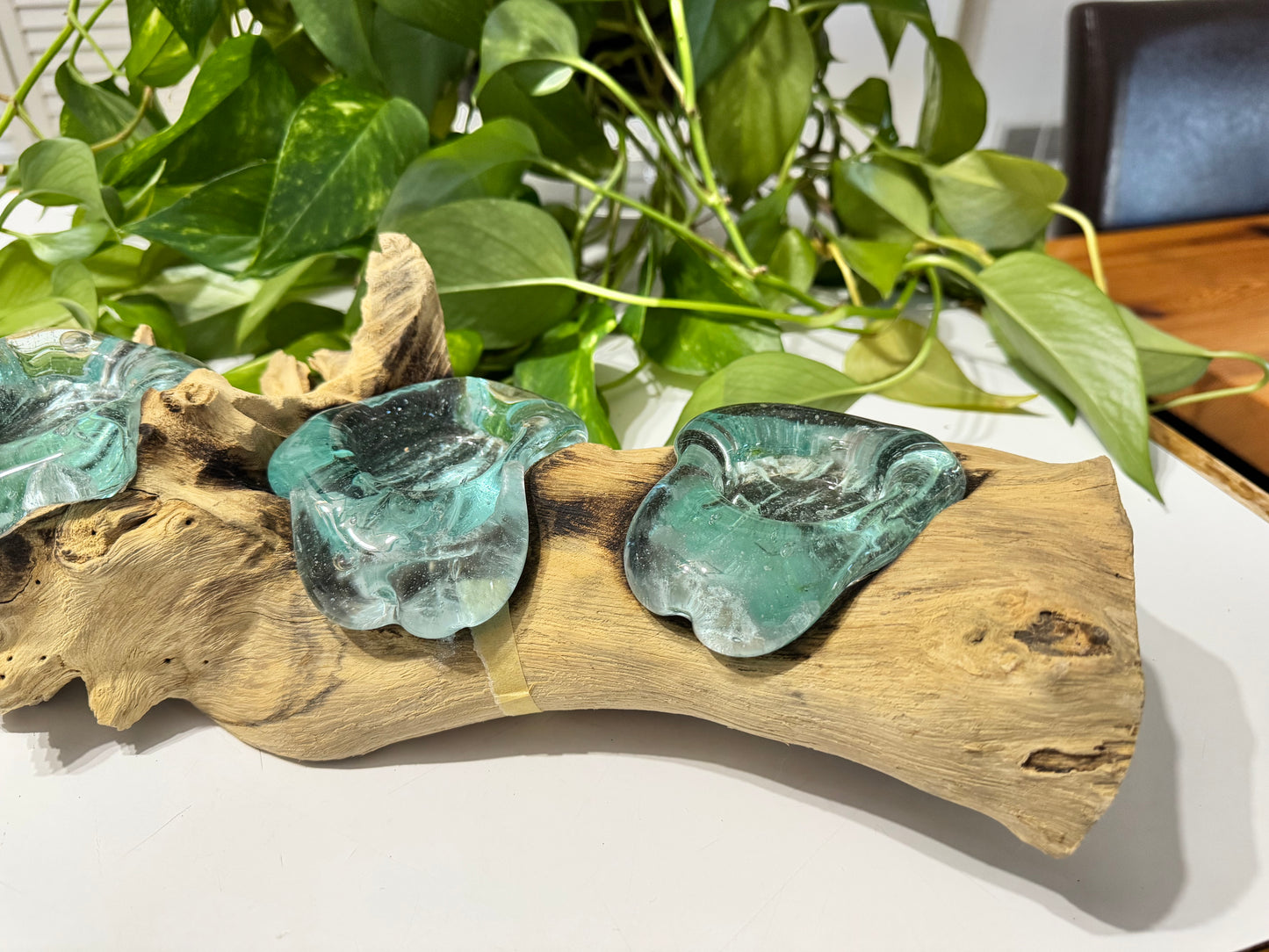 Handcrafted Driftwood & Glass Tealight Candle Holder
