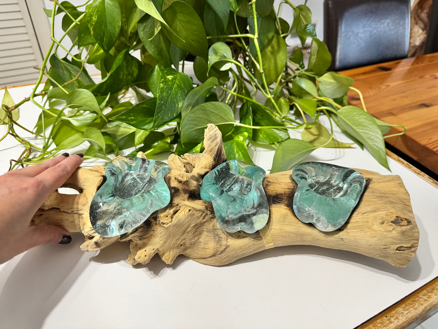 Handcrafted Driftwood & Glass Tealight Candle Holder