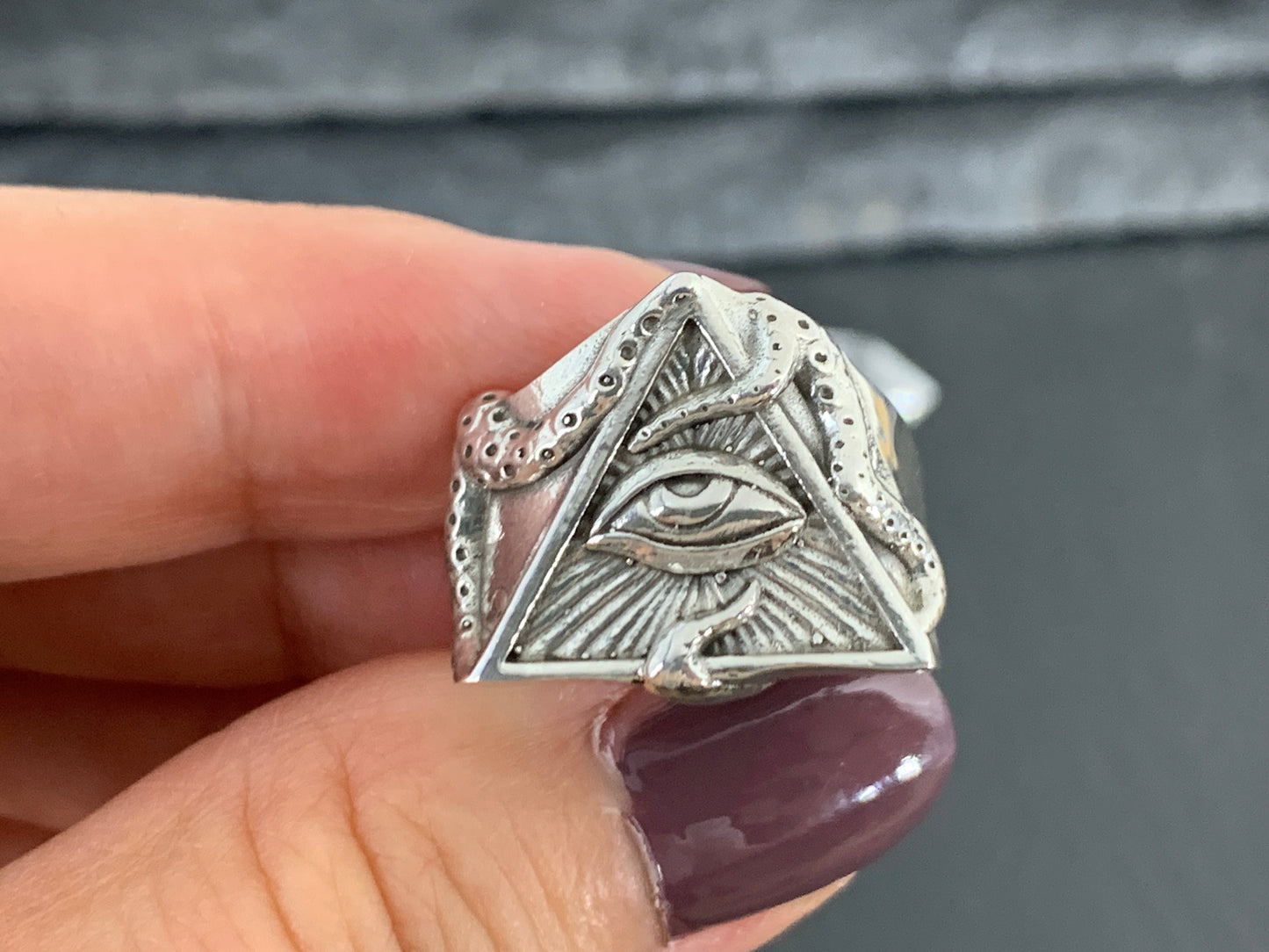 All-Seeing Eye Triangle ring – Sterling Silver Symbolic Jewelry for Protection & Insight