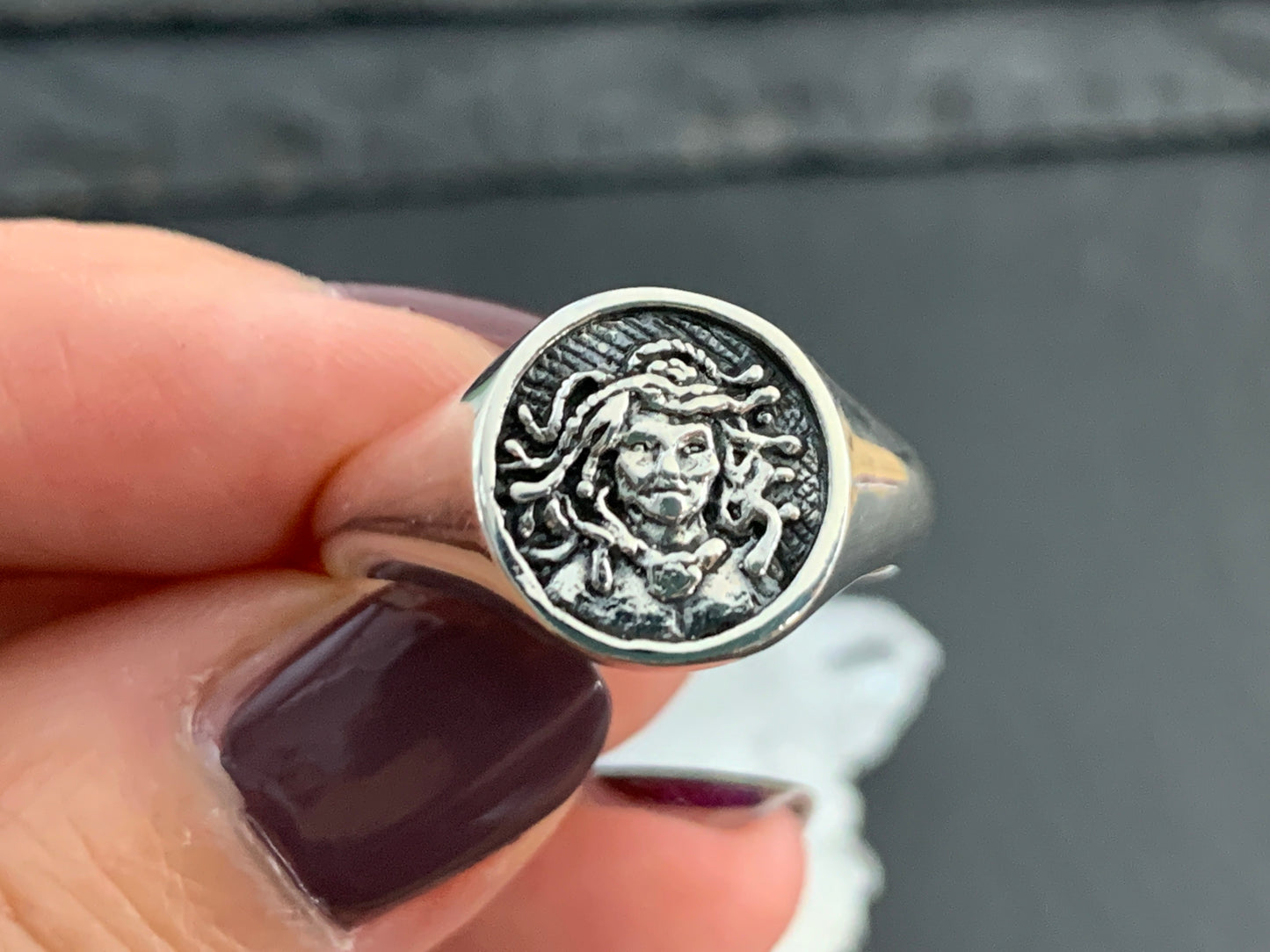 Sterling Silver Medusa Ring – Greek Mythology Jewelry, Ancient Coin Style Ring, Handmade Snake Goddess Signet Ring