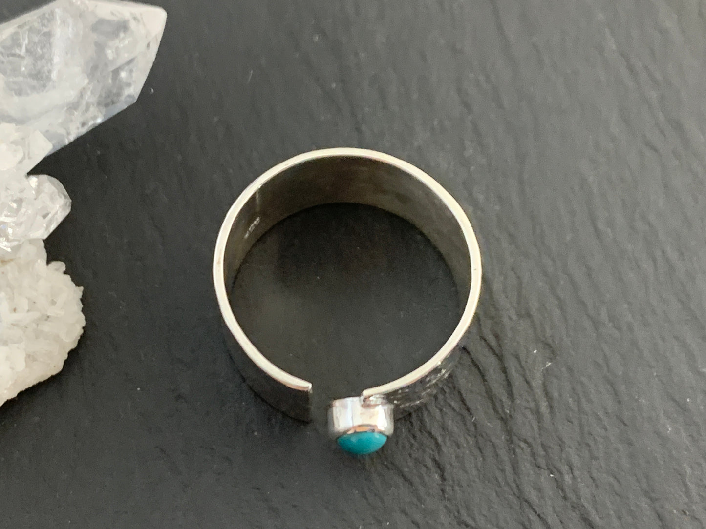 Sterling Silver Tibetan Turquoise Ring - Wide Band Statement Ring