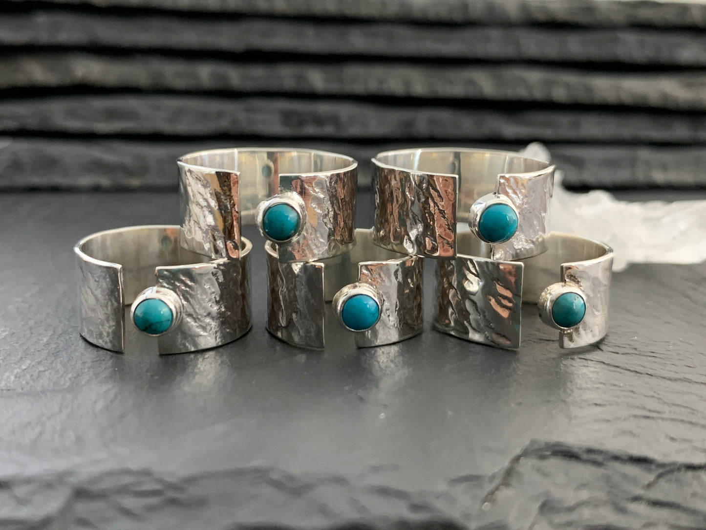 Sterling Silver Tibetan Turquoise Ring - Wide Band Statement Ring