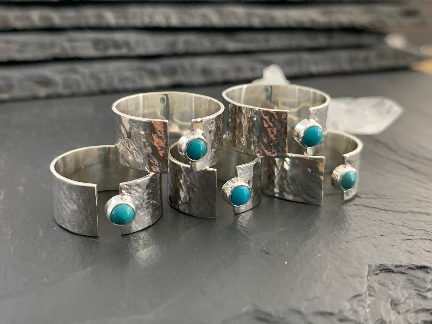 Sterling Silver Tibetan Turquoise Ring - Wide Band Statement Ring