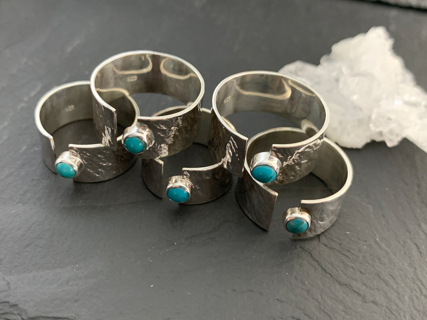 Sterling Silver Tibetan Turquoise Ring - Wide Band Statement Ring