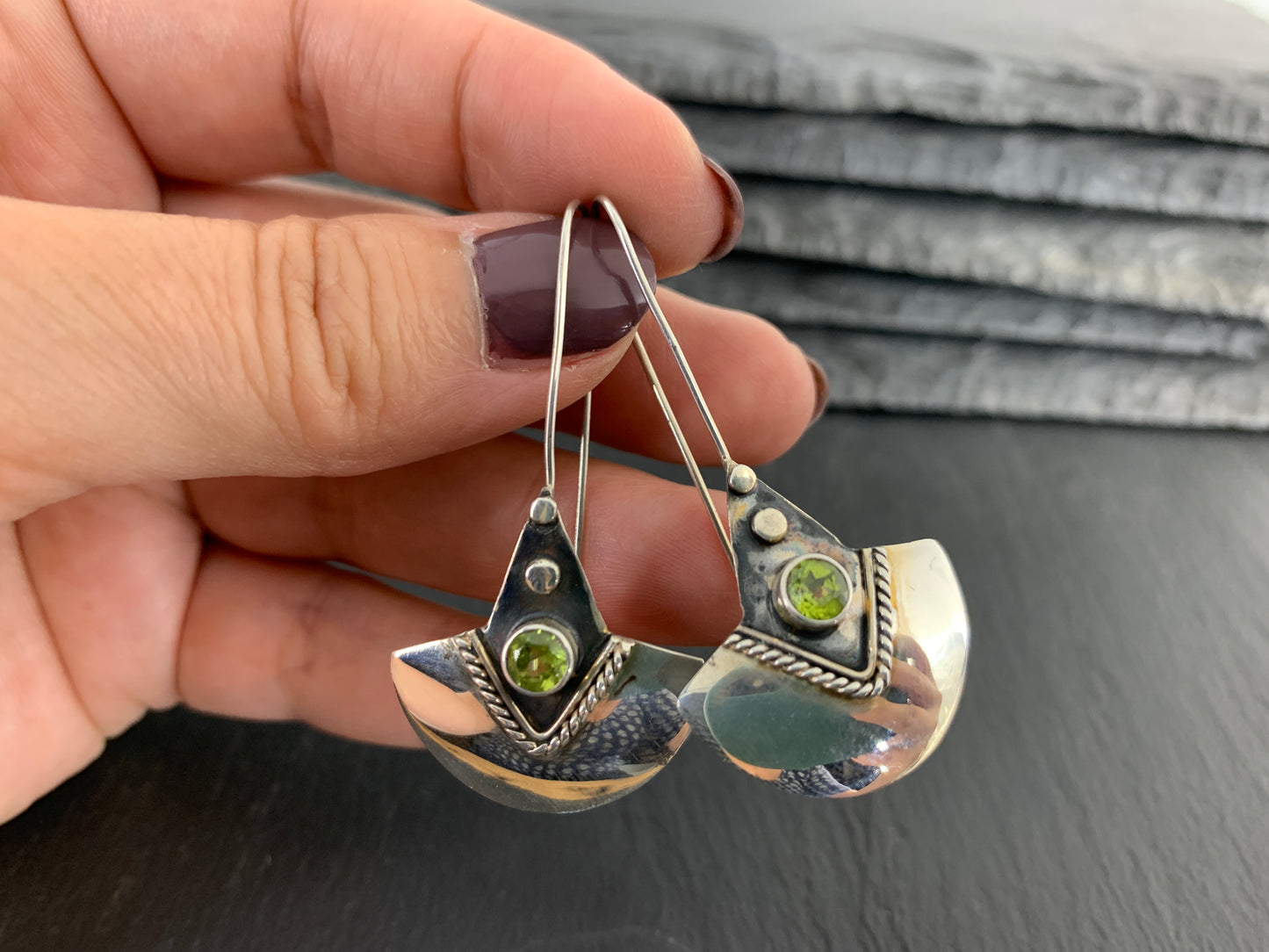 Vintage Sterling Silver and Peridot Earrings