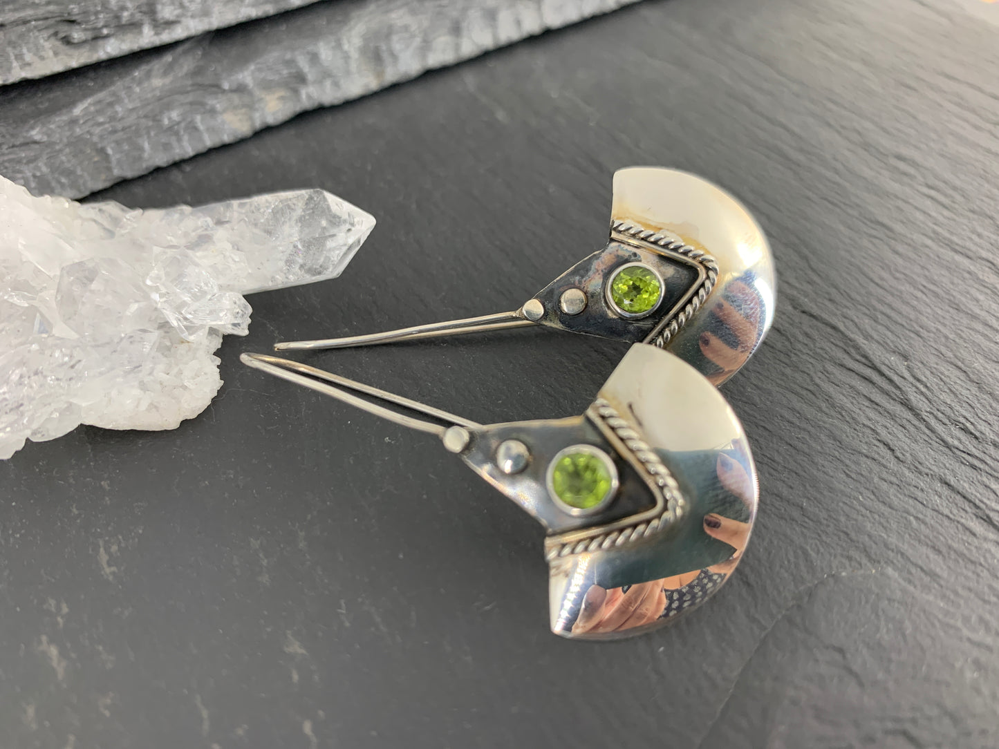Vintage Sterling Silver and Peridot Earrings