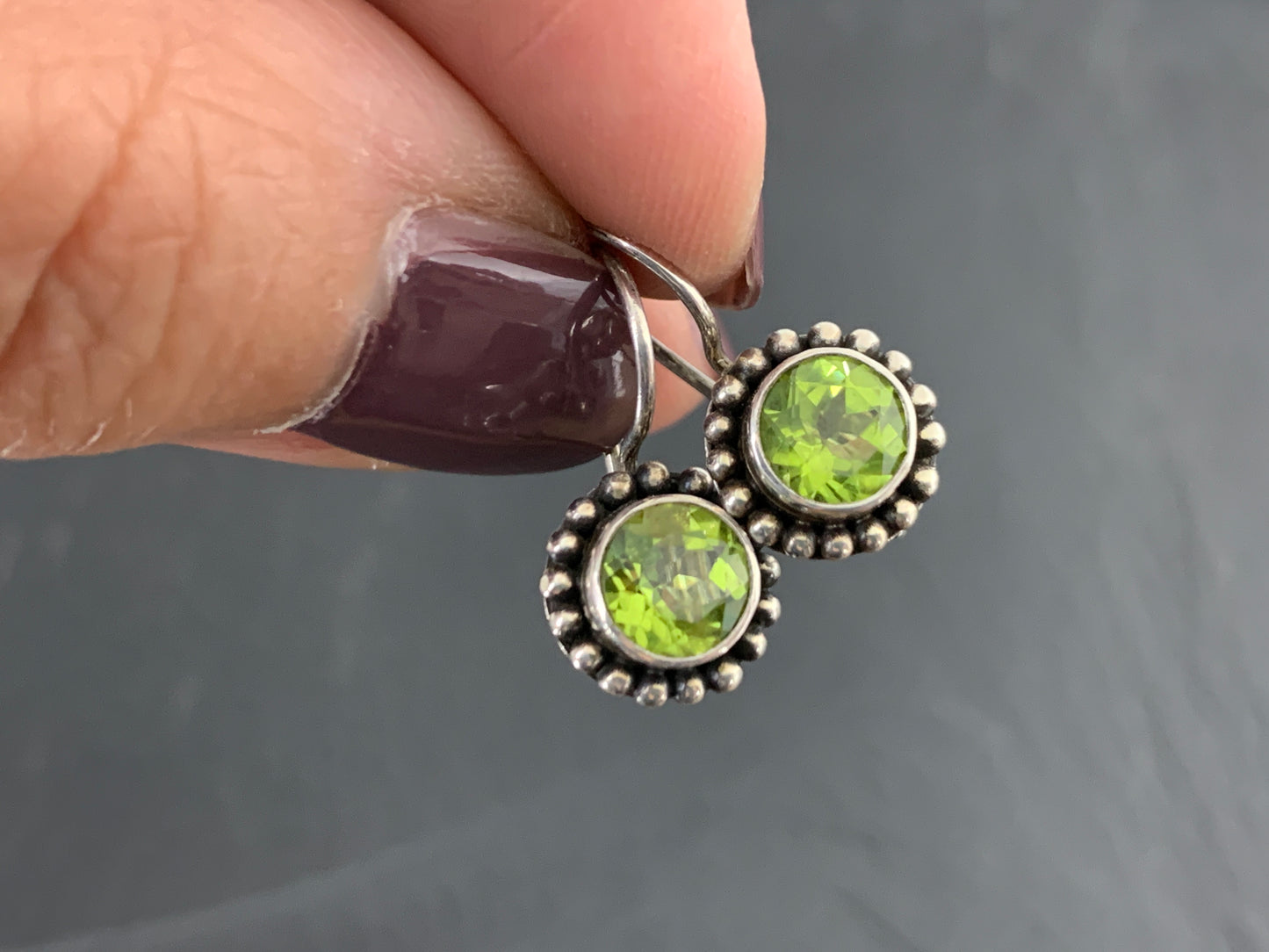 Sterling Silver Peridot Dangle Earrings – Green Gemstone Earrings