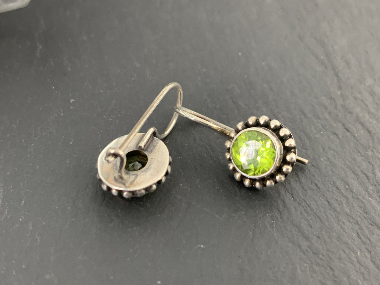 Sterling Silver Peridot Dangle Earrings – Green Gemstone Earrings