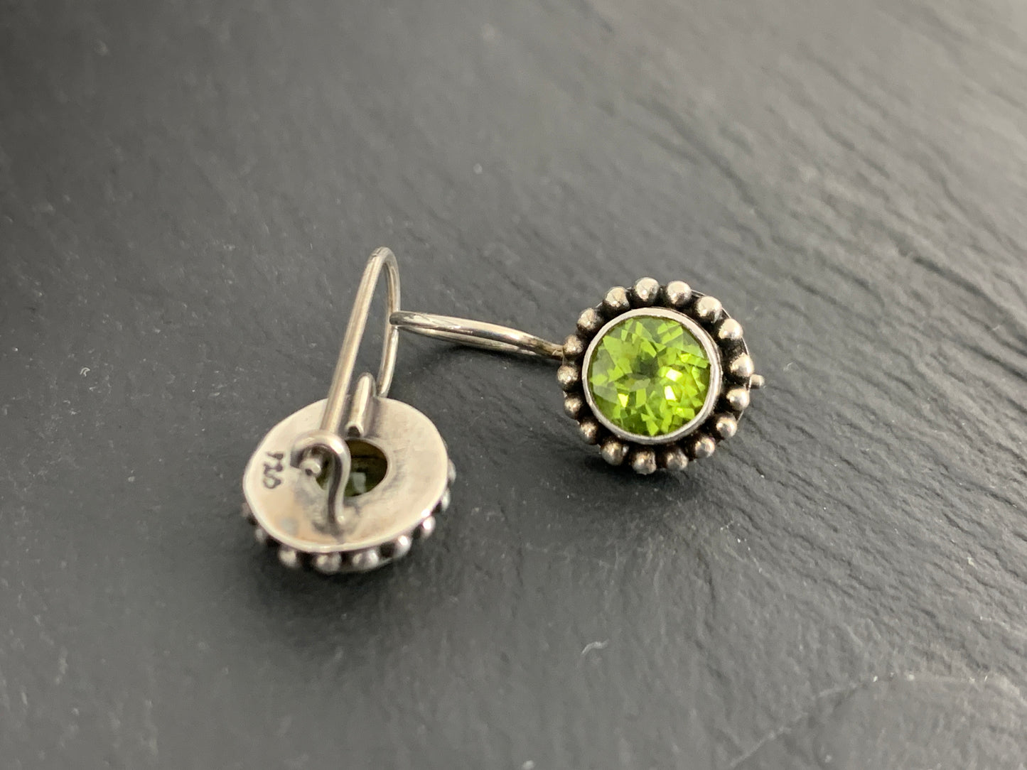 Sterling Silver Peridot Dangle Earrings – Green Gemstone Earrings