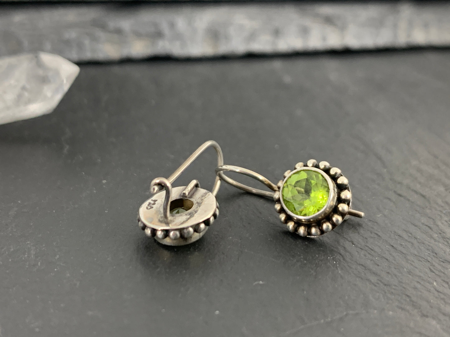 Sterling Silver Peridot Dangle Earrings – Green Gemstone Earrings