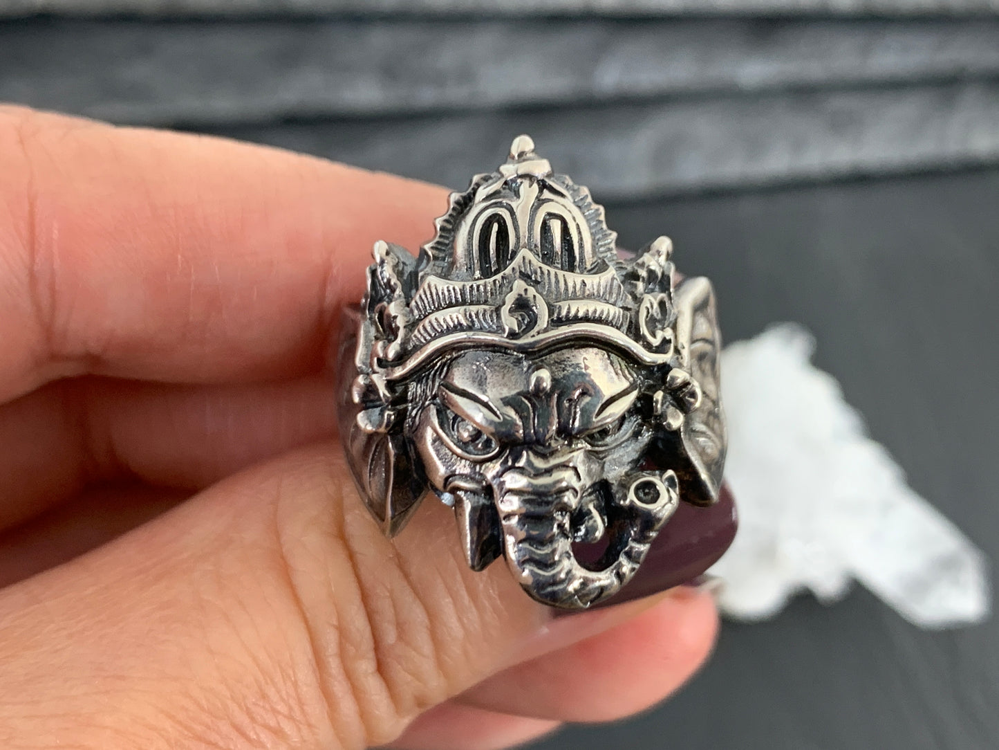 Sterling Silver Ganesha Ring – Hindu God Elephant Head Ring – Lord Ganesha Jewelry