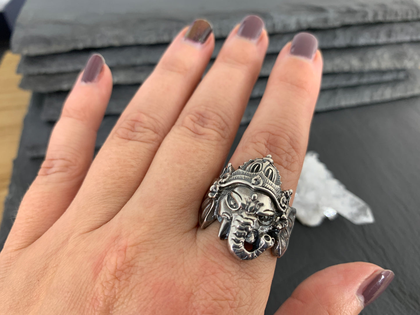 Sterling Silver Ganesha Ring – Hindu God Elephant Head Ring – Lord Ganesha Jewelry
