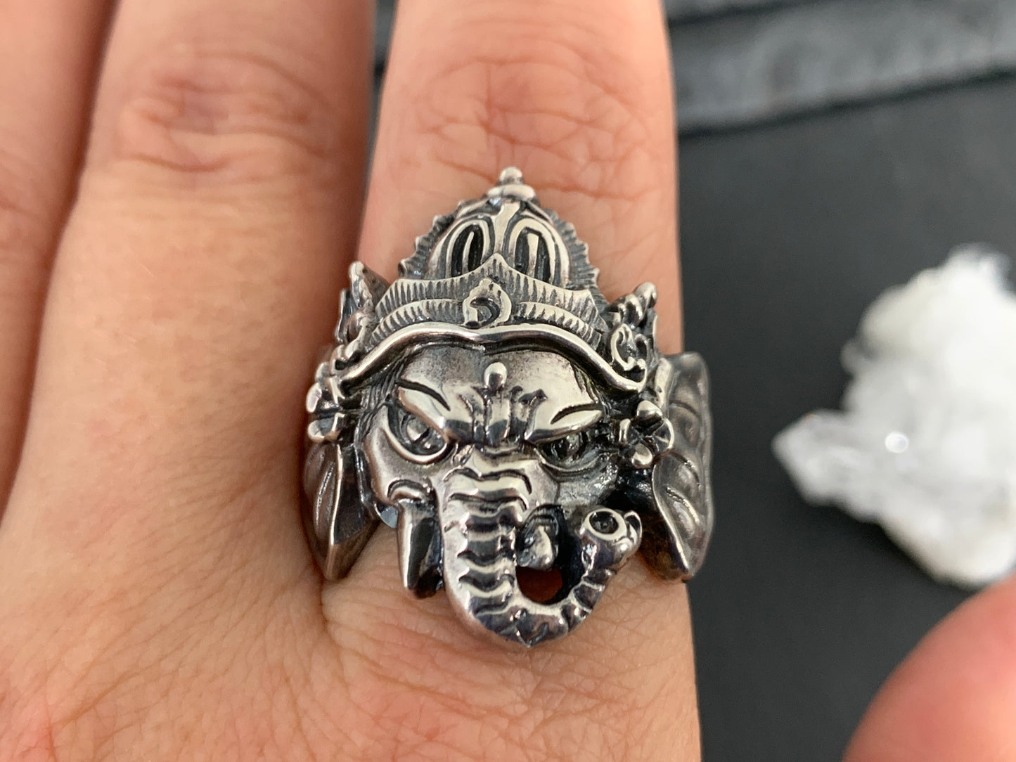 Sterling Silver Ganesha Ring – Hindu God Elephant Head Ring – Lord Ganesha Jewelry