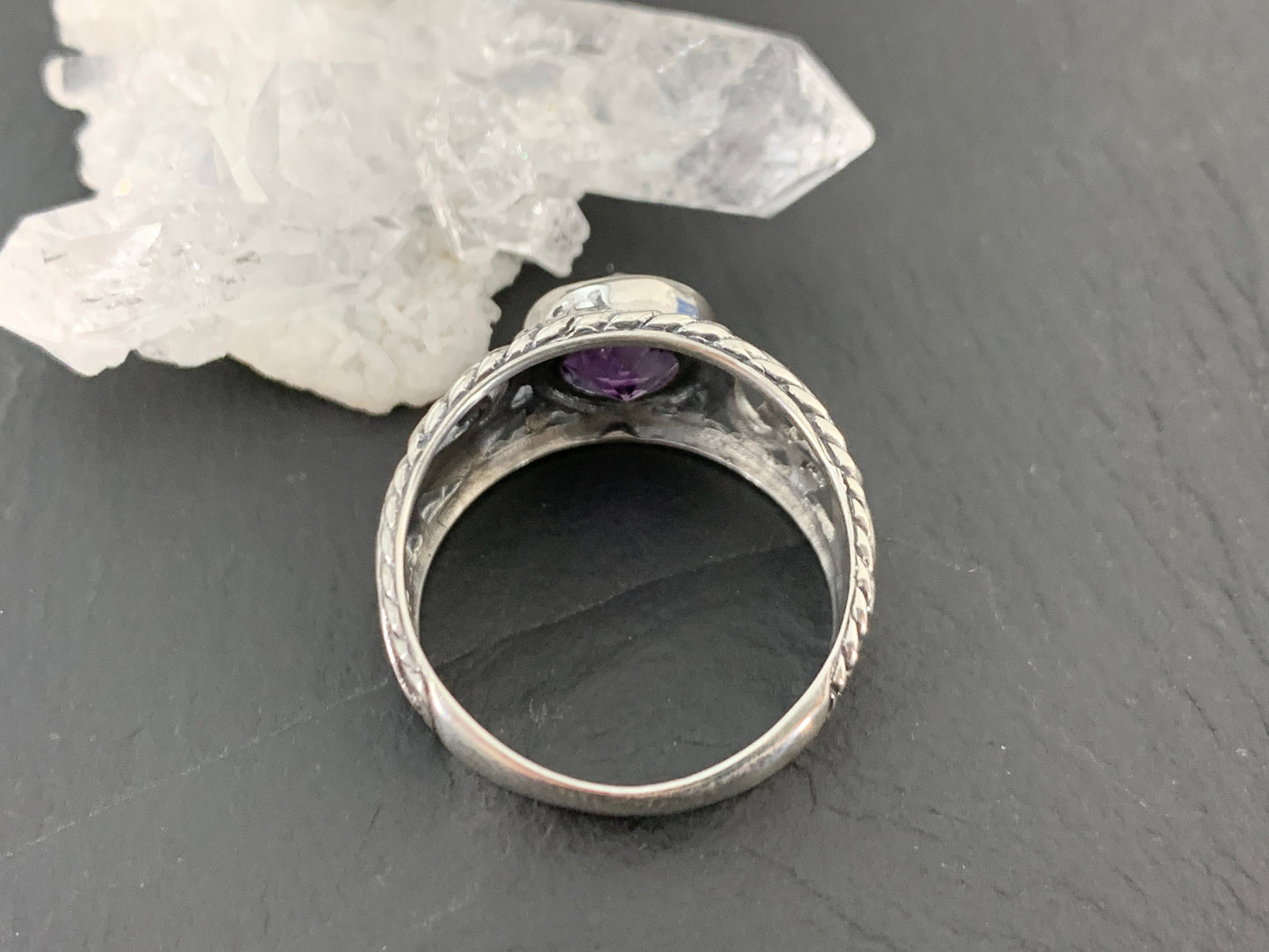 Sterling Silver Amethyst Ring- Size 9 US