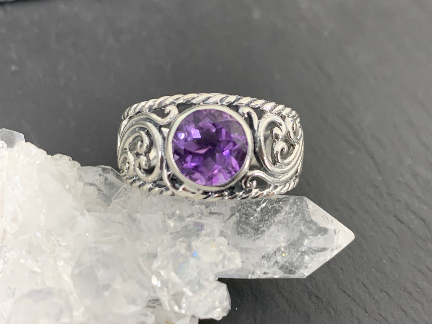 Sterling Silver Amethyst Ring- Size 9 US