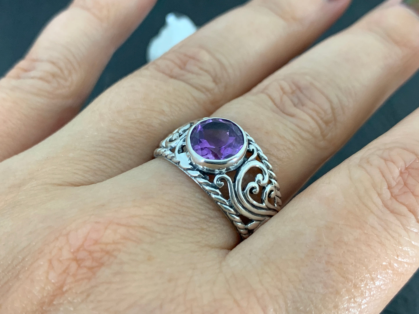 Sterling Silver Amethyst Ring- Size 9 US