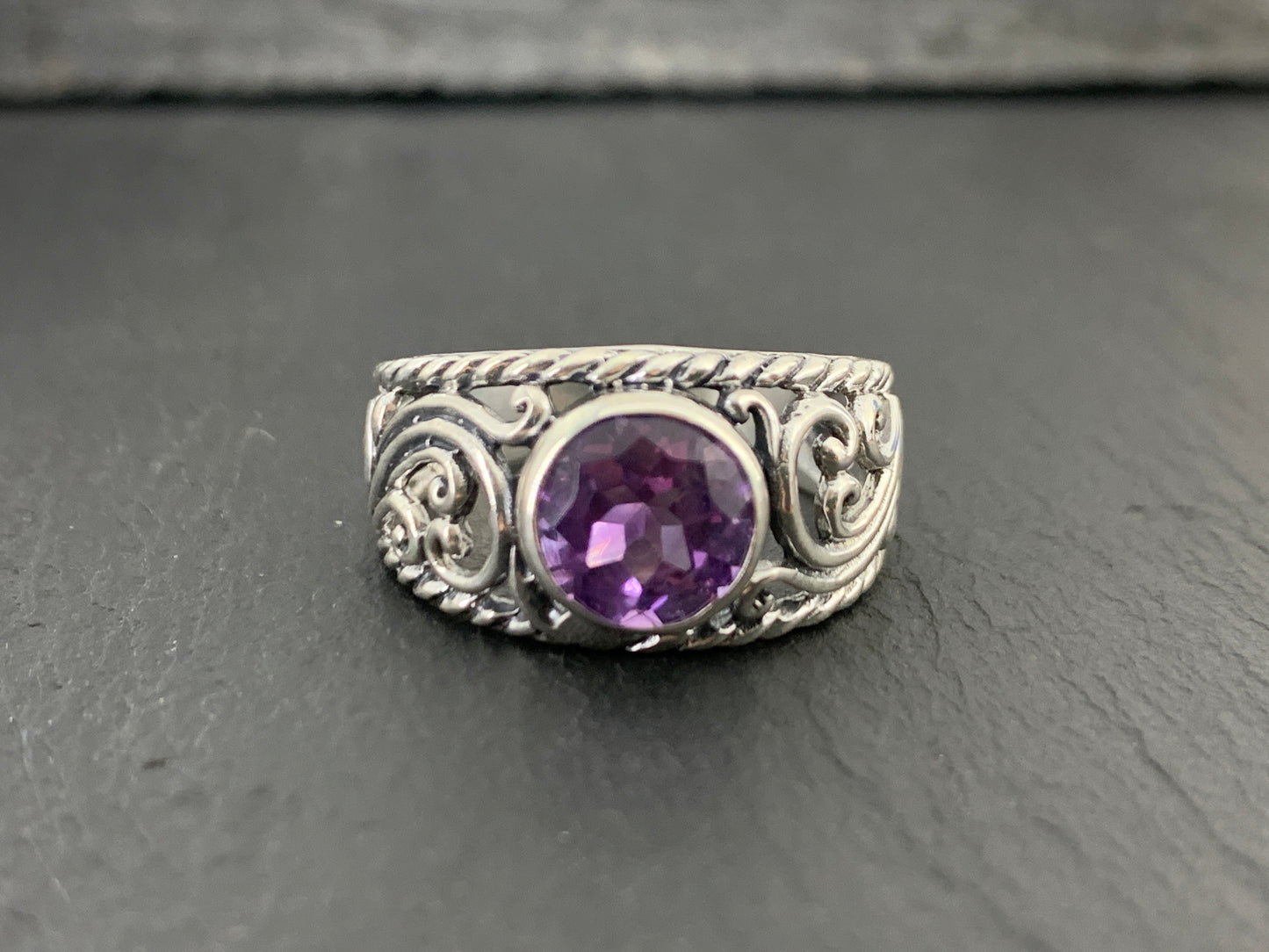 Sterling Silver Amethyst Ring- Size 9 US
