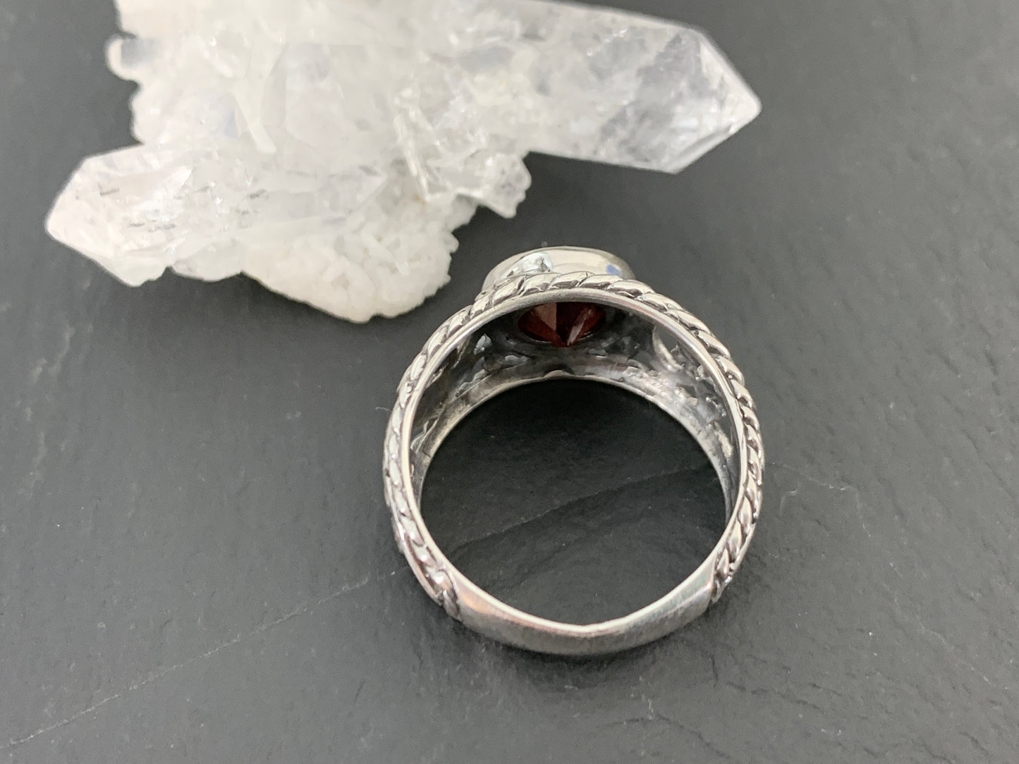 Sterling Silver Garnet Ring- Size 7 US