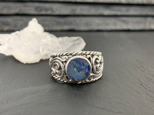 Sterling Silver Australian Opal Ring - size 7US