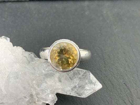 Citrine Ring Sterling Silver | Yellow Gemstone Solitaire Ring | November Birthstone Jewelry | Handmade Statement Ring