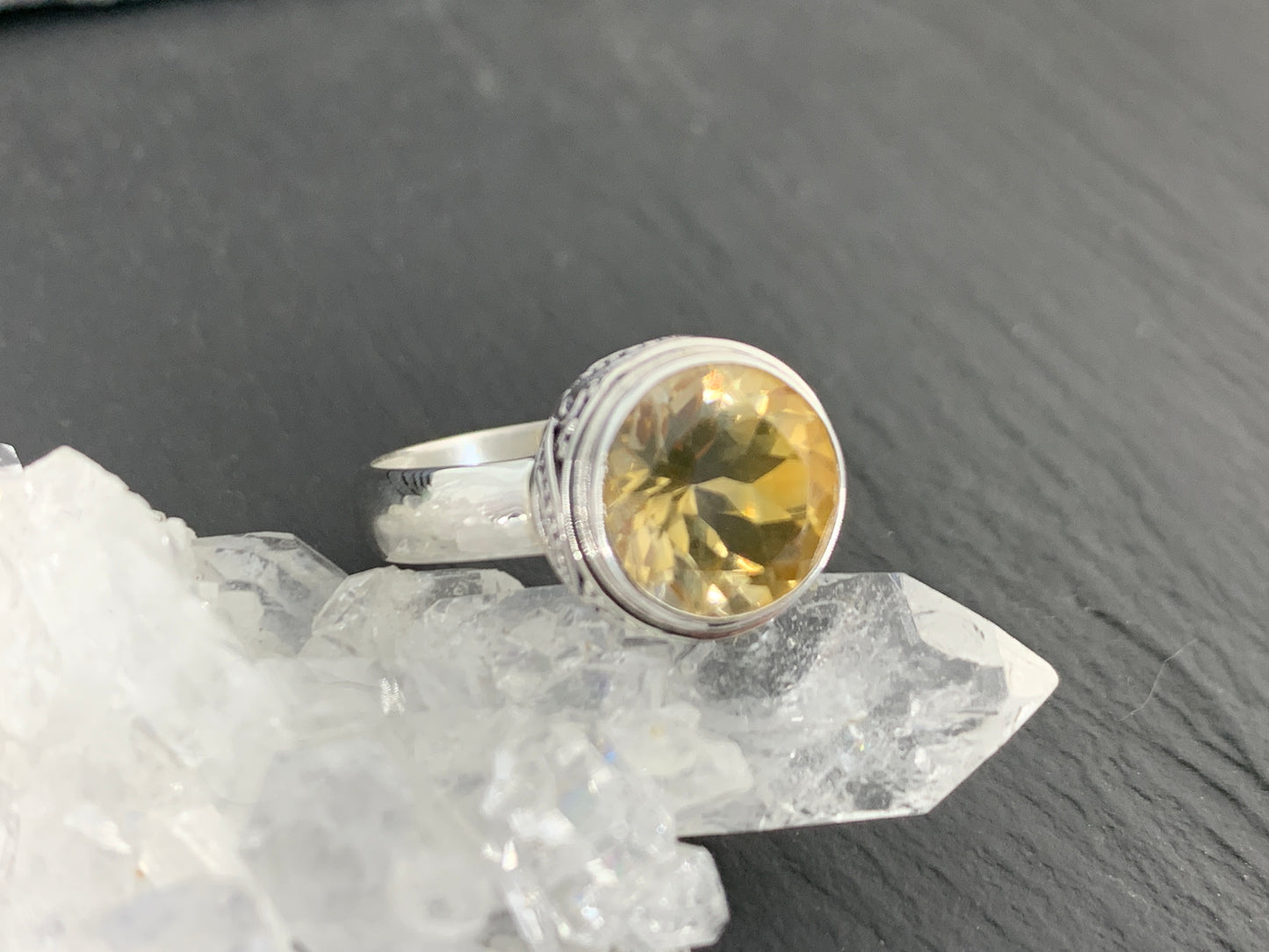 Citrine Ring Sterling Silver | Yellow Gemstone Solitaire Ring | November Birthstone Jewelry | Handmade Statement Ring