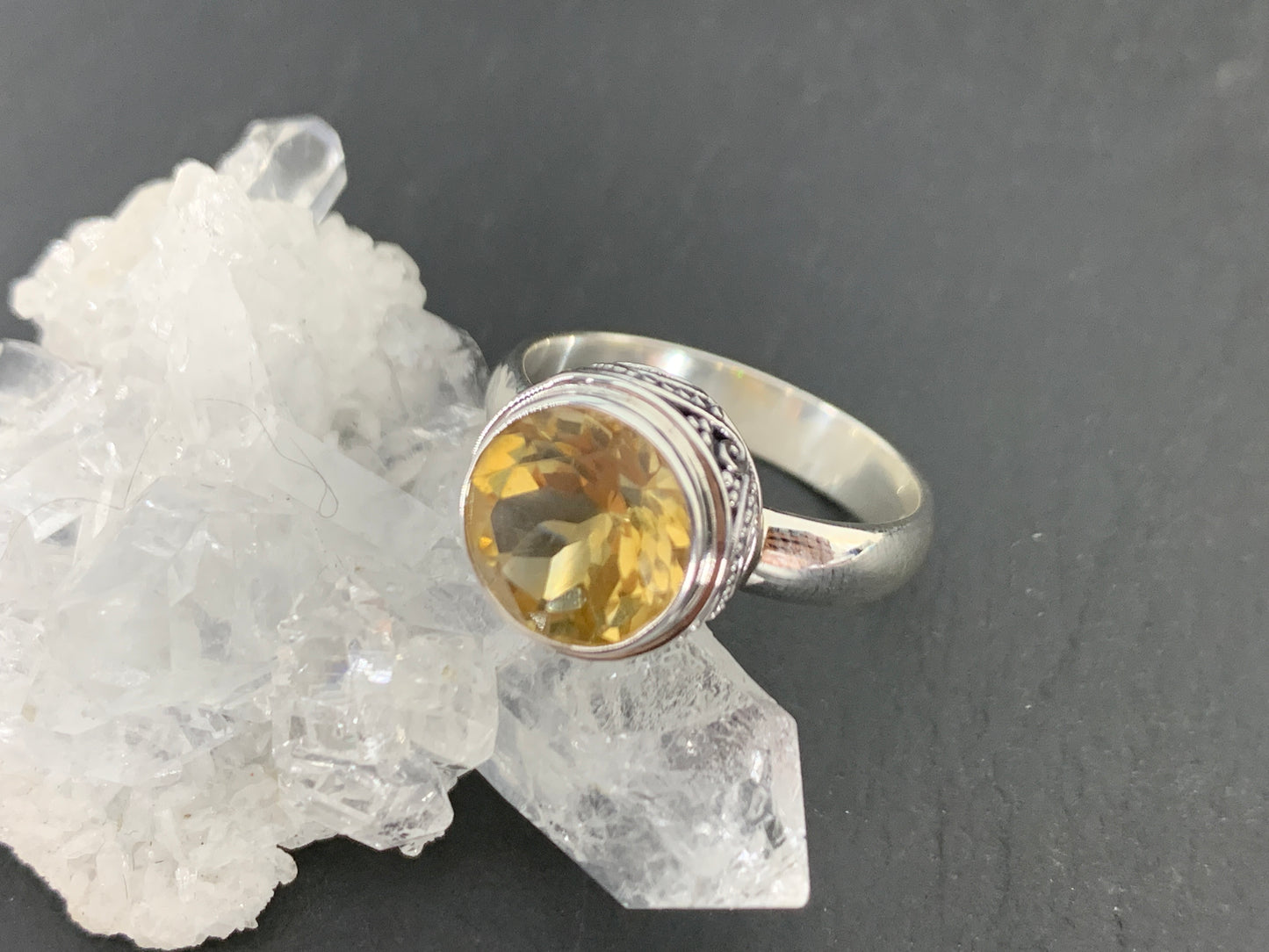 Citrine Ring Sterling Silver | Yellow Gemstone Solitaire Ring | November Birthstone Jewelry | Handmade Statement Ring