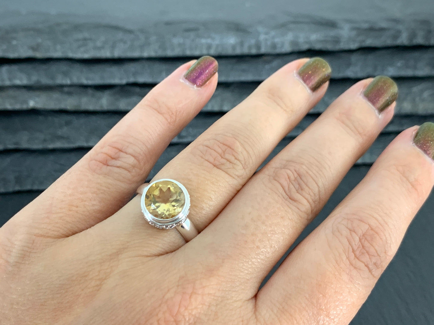 Citrine Ring Sterling Silver | Yellow Gemstone Solitaire Ring | November Birthstone Jewelry | Handmade Statement Ring