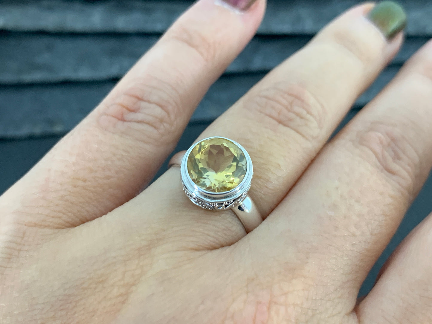 Citrine Ring Sterling Silver | Yellow Gemstone Solitaire Ring | November Birthstone Jewelry | Handmade Statement Ring