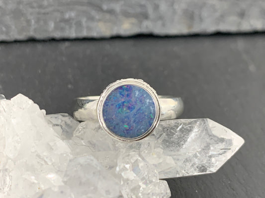 Sterling Silver Australian Opal Ring - size 7US