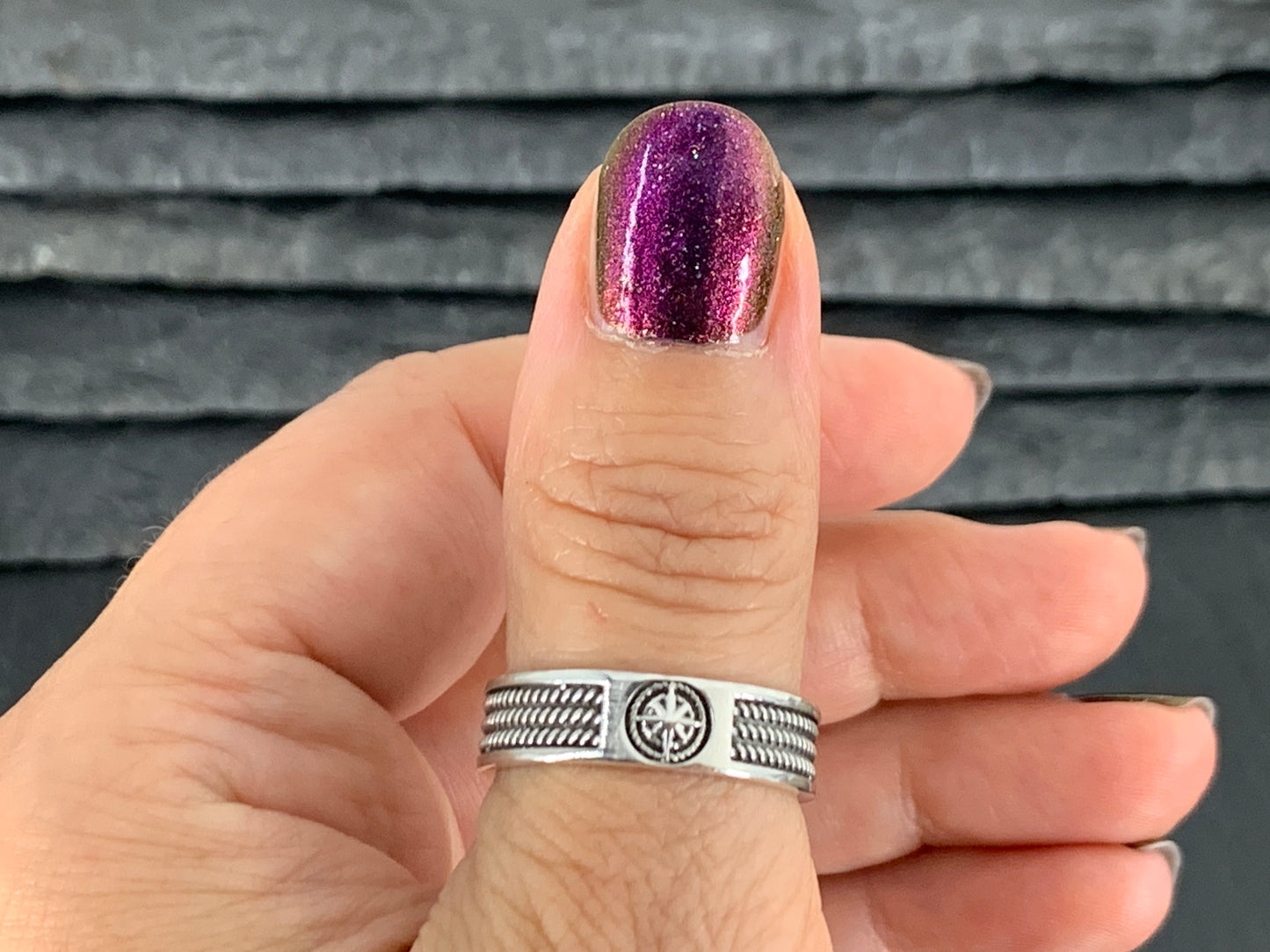 Sterling Silver Compass Ring. Nautical Star Ring. Traveler Protection Ring