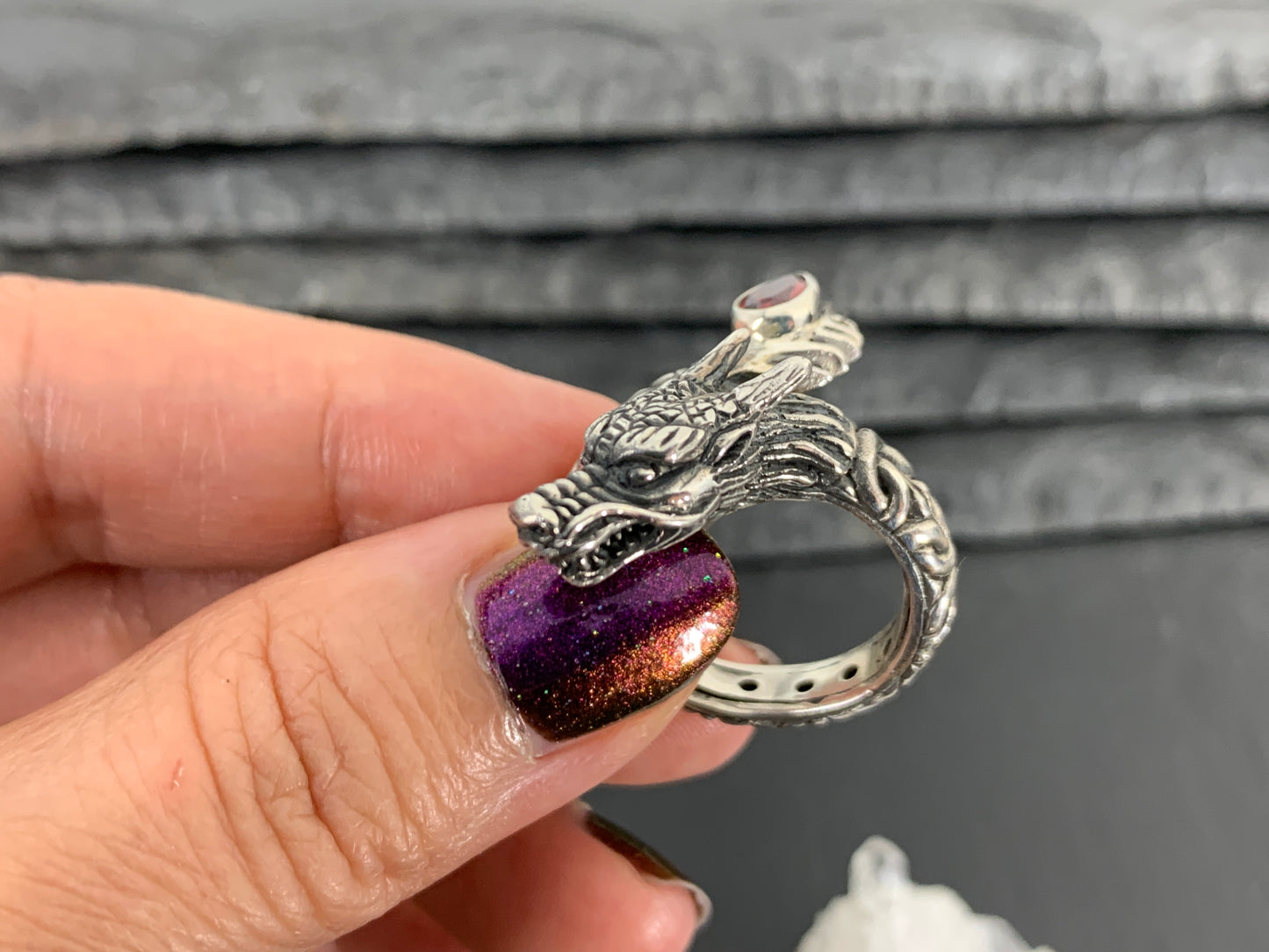 Sterling Silver Garnet Ring. Sterling Silver Dragon Ring