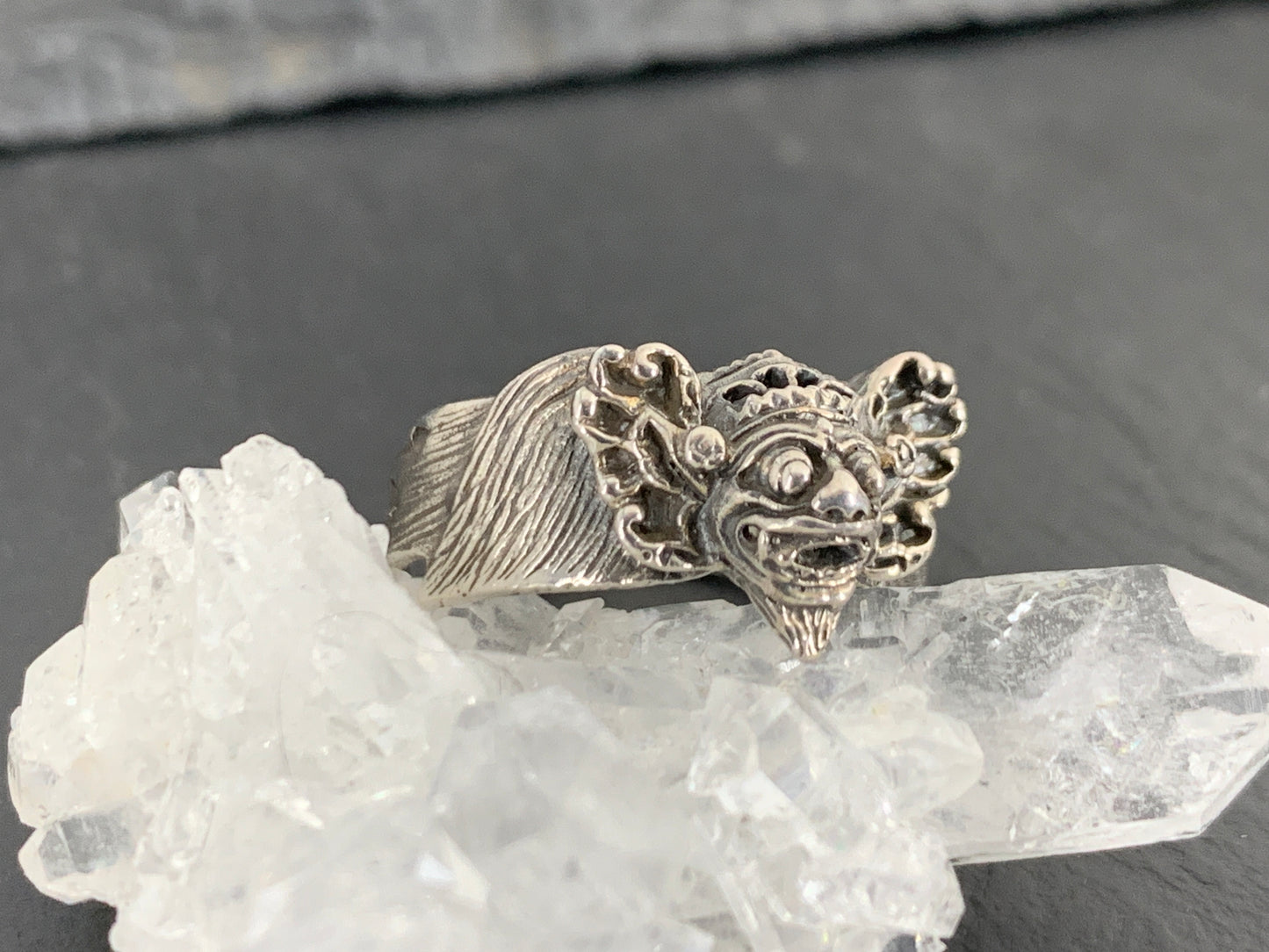 Sterling Silver Balinese Demon Ring – Gothic Mythical Face Jewelry Ring Size 8