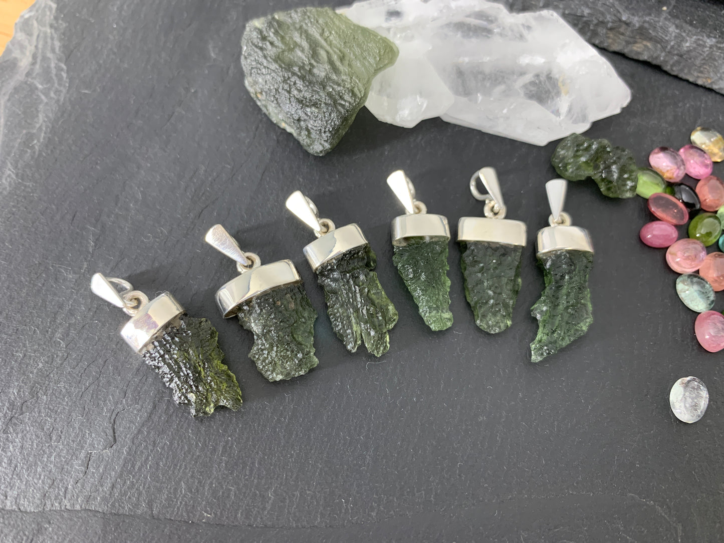 Moldavite In Silver Cup Pendant - Select your pendant