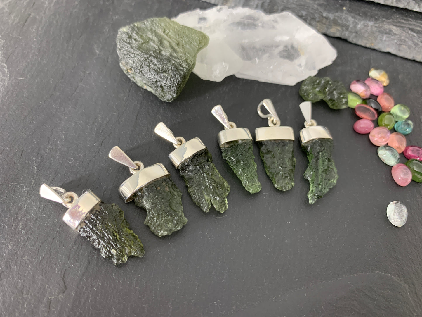 Moldavite In Silver Cup Pendant - Select your pendant