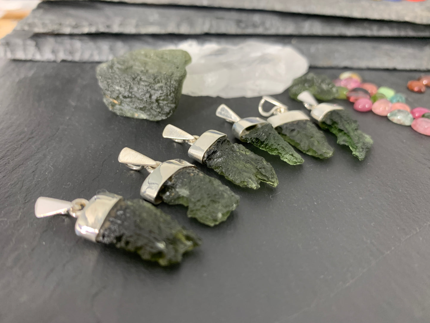 Moldavite In Silver Cup Pendant - Select your pendant