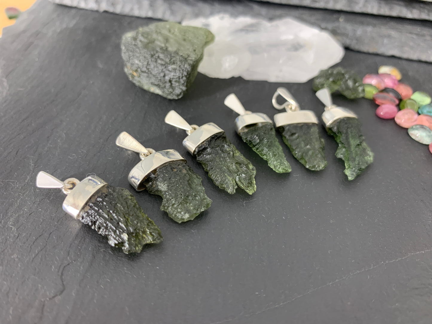 Moldavite In Silver Cup Pendant - Select your pendant