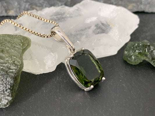 Faceted Moldavite Pendant