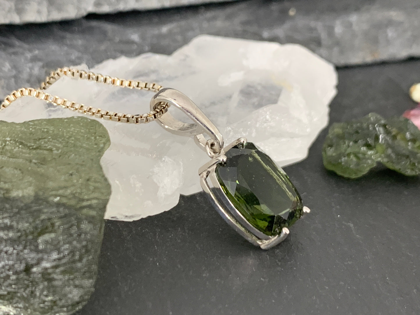 Faceted Moldavite Pendant