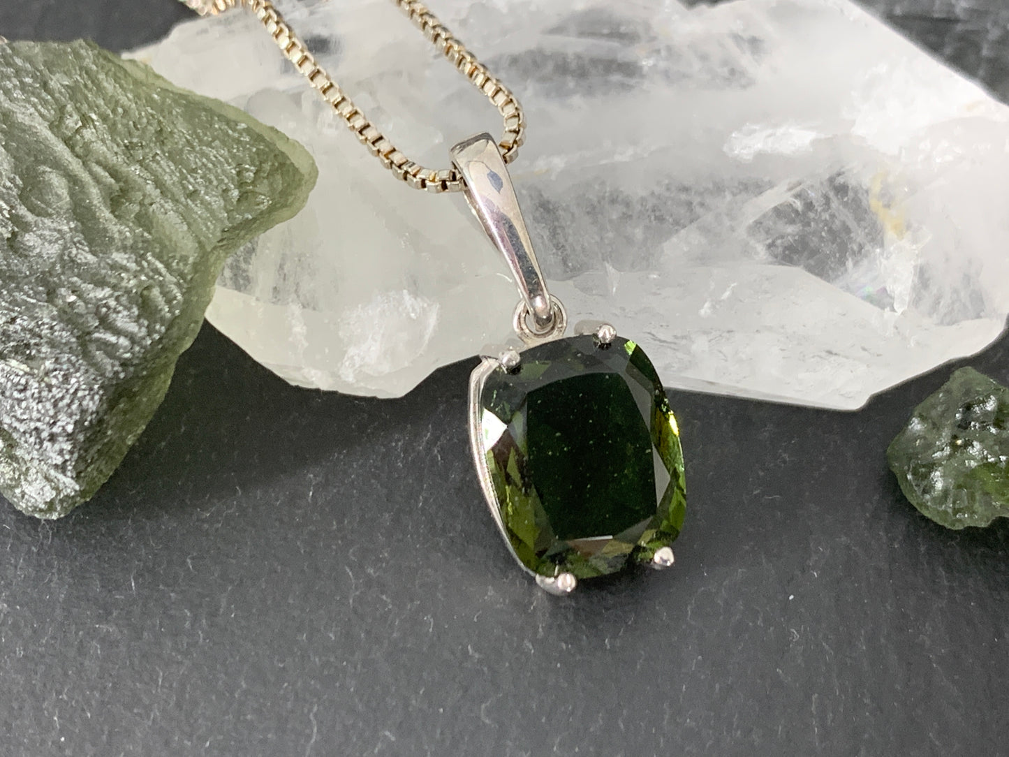 Faceted Moldavite Pendant