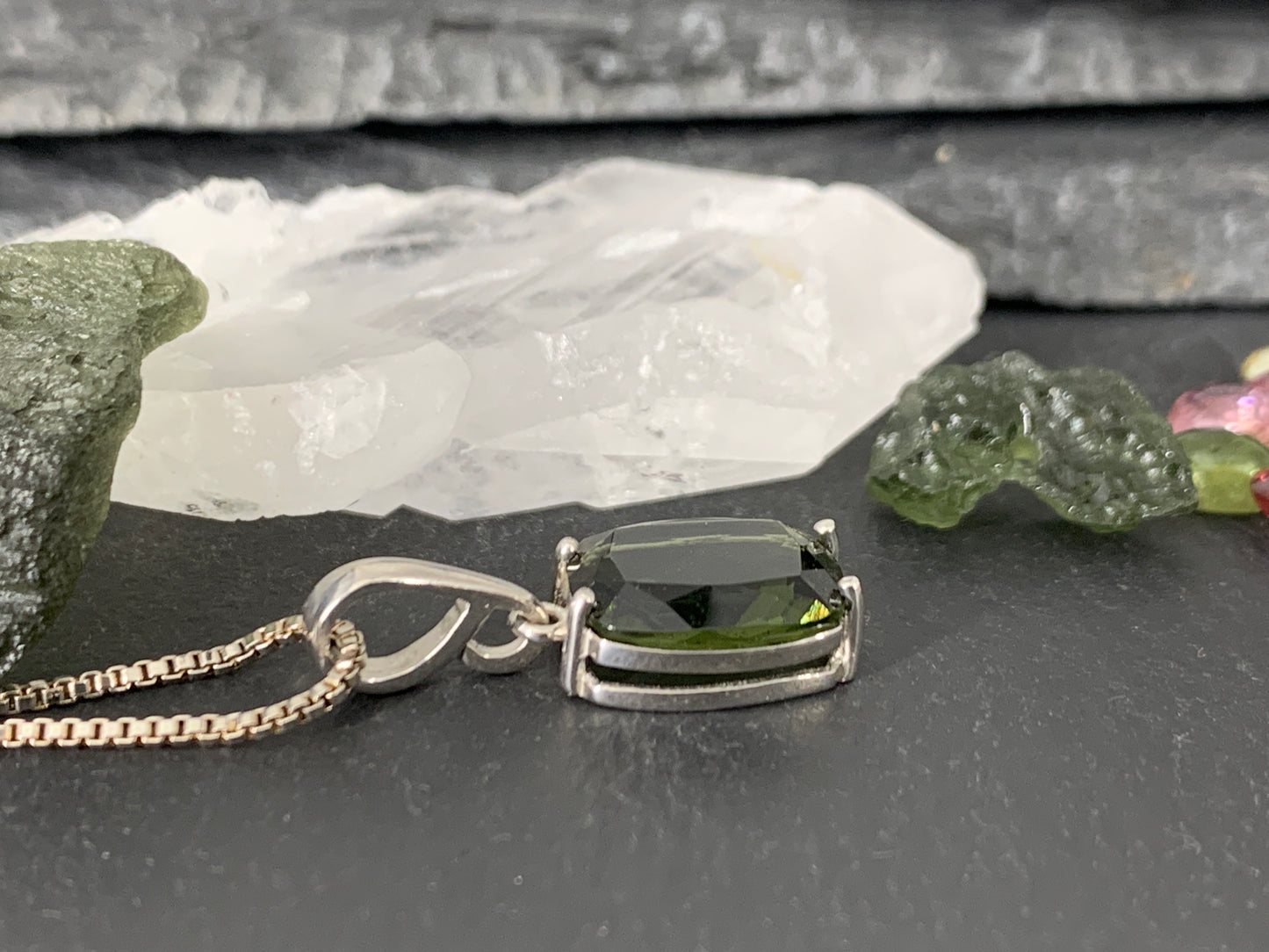 Faceted Moldavite Pendant