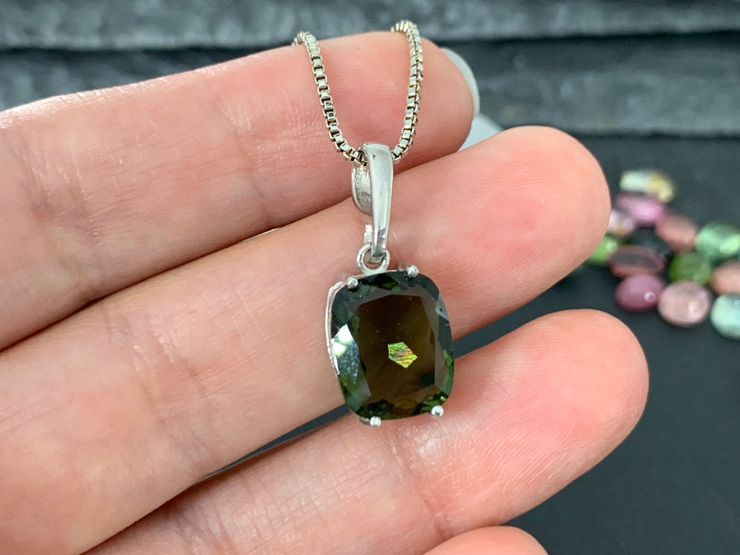 Faceted Moldavite Pendant